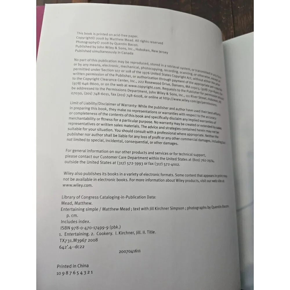 Entertaining Simple by Matthew Mead Cookbook Menus Party Ideas